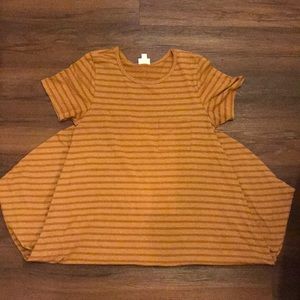 Lularoe Carly mustard stripe dress. Size small